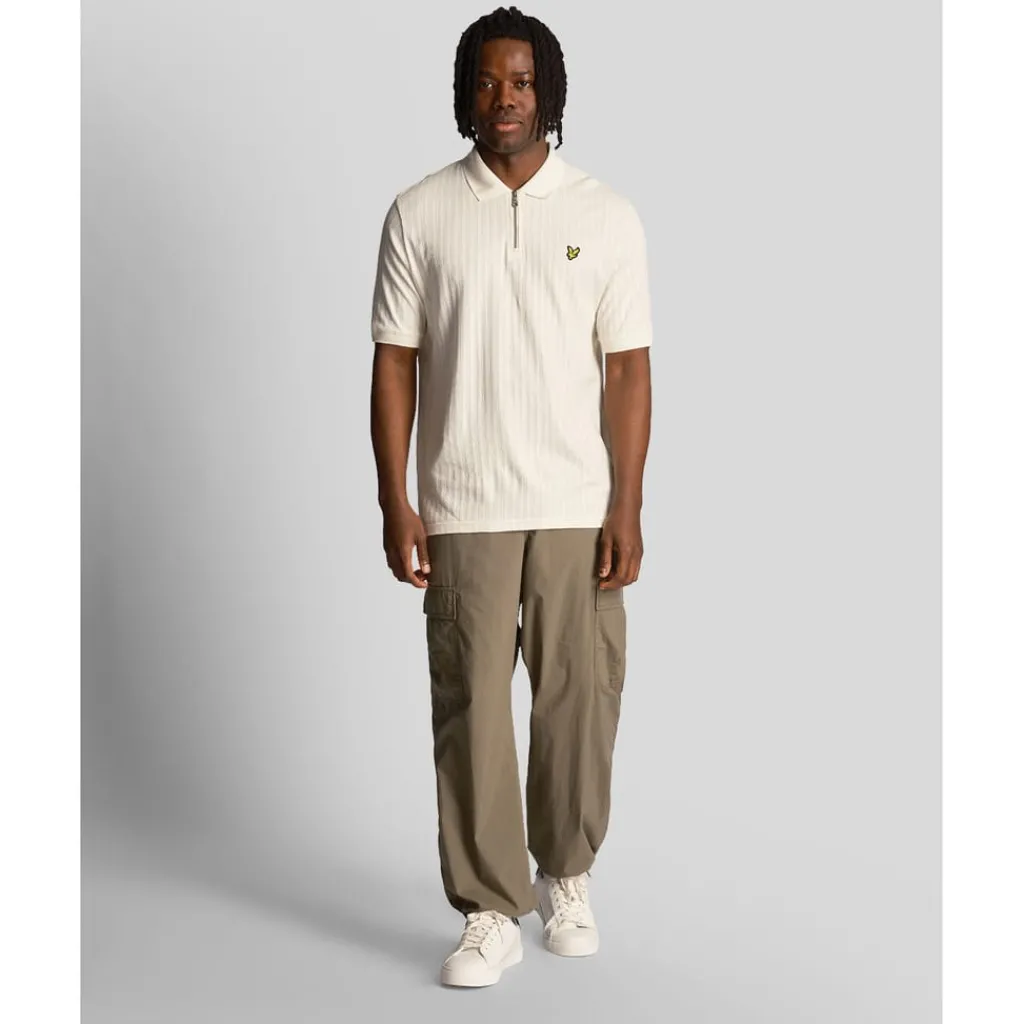 Polo Shirts*Lyle And Scott Textured Stripe Polo Shirt in White