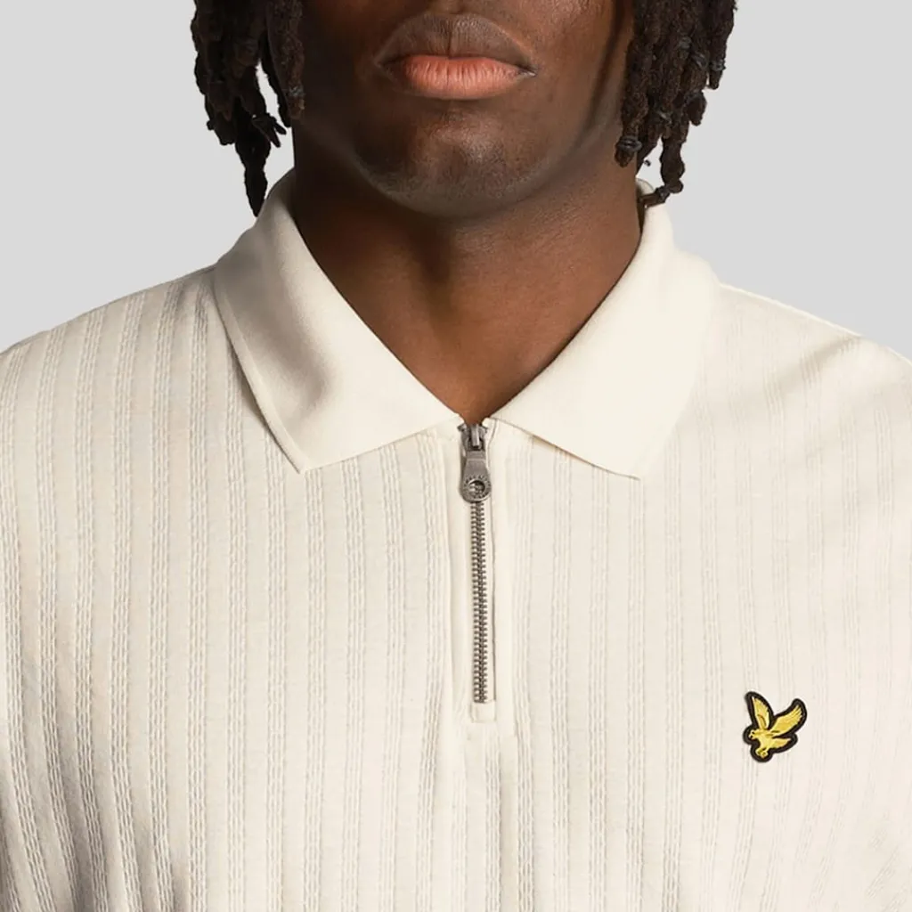 Polo Shirts*Lyle And Scott Textured Stripe Polo Shirt in White