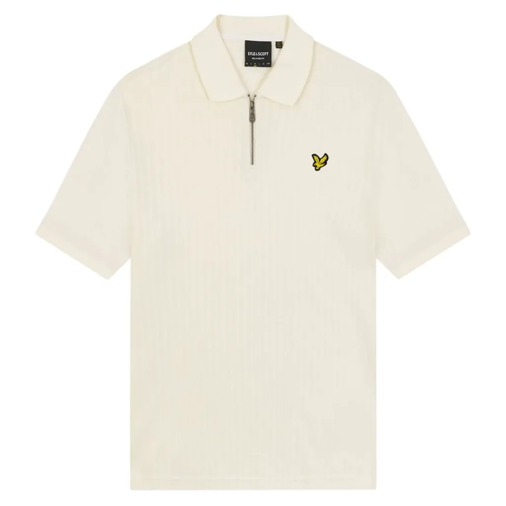 Polo Shirts*Lyle And Scott Textured Stripe Polo Shirt in White
