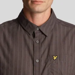 Shirts*Lyle And Scott Textured Stripe Short Sleeve Shirt in Gunmetal