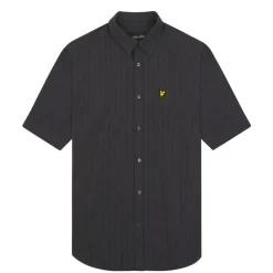 Shirts*Lyle And Scott Textured Stripe Short Sleeve Shirt in Gunmetal