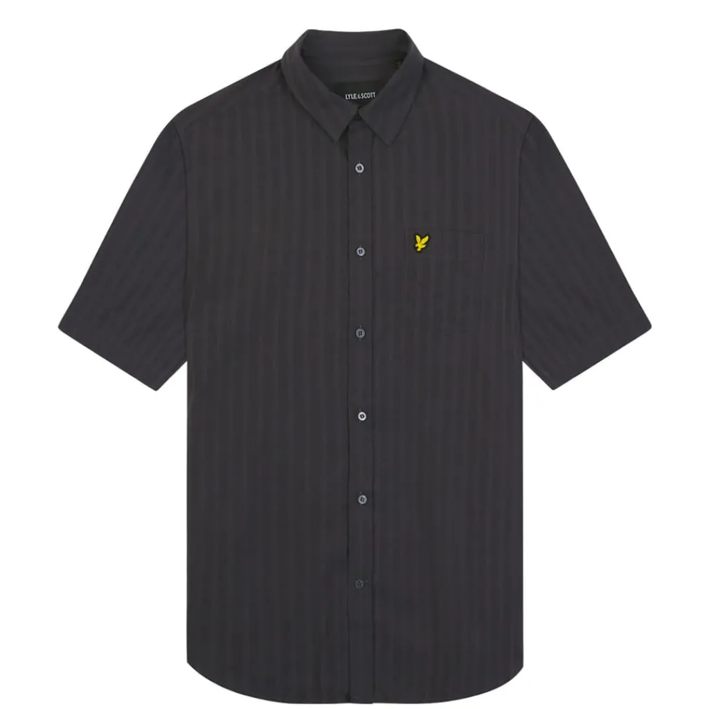 Shirts*Lyle And Scott Textured Stripe Short Sleeve Shirt in Gunmetal