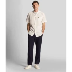 Shirts*Lyle And Scott Textured Stripe Short Sleeve Shirt in White