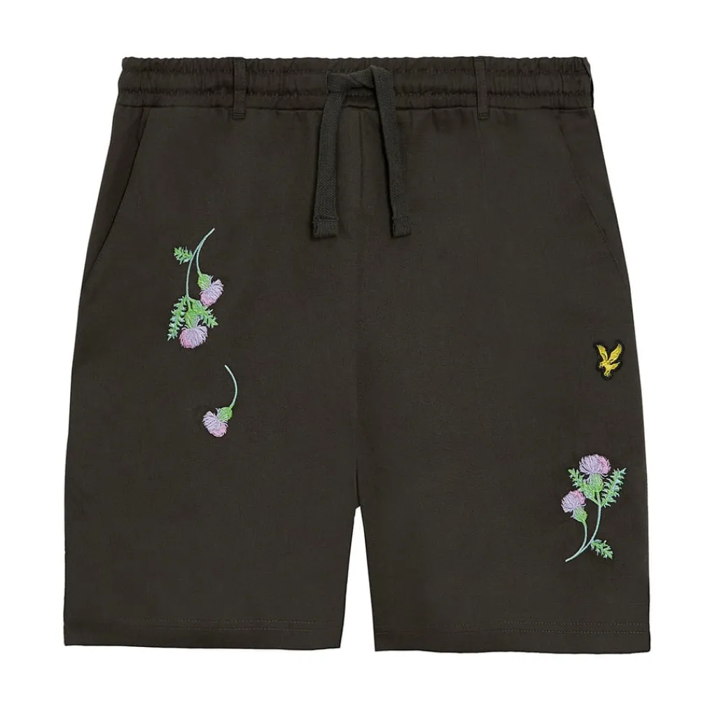 Shorts*Lyle And Scott Thistle Club Embroidered Shorts in Gunmetal