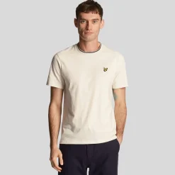 T-Shirts And Vests*Lyle And Scott Tipped T-Shirt in White Grey