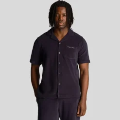 Shirts*Lyle And Scott Towelling Resort Shirt in Navy