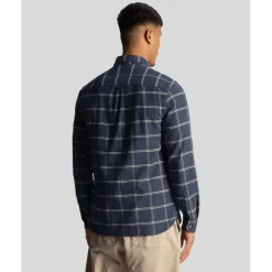 Shirts*Lyle And Scott Windowpane Shirt in Navy