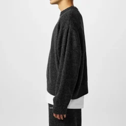 Knitwear*MKI MIYUKI ZOKU Mohair Oversize Crew Neck Sweater in Black