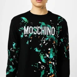 Knitwear*Moschino Paint Knit Sweatshirt in Black