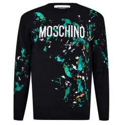 Knitwear*Moschino Paint Knit Sweatshirt in Black