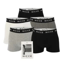 Gifts*NICCE Mens Haunton 5 Pack Boxer Shorts in Black Grey White