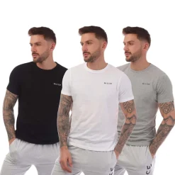 T-Shirts And Vests*NICCE Mens Sully 3 Pack T-Shirts in Black Grey White