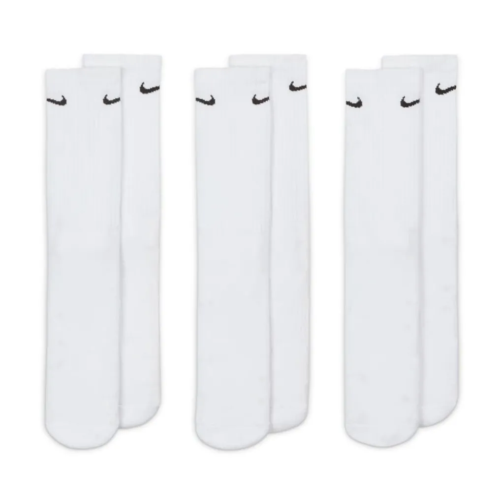 Underwear And Socks*Nike Everyday 3 Pack Cotton Cushioned Crew Socks Mens in White