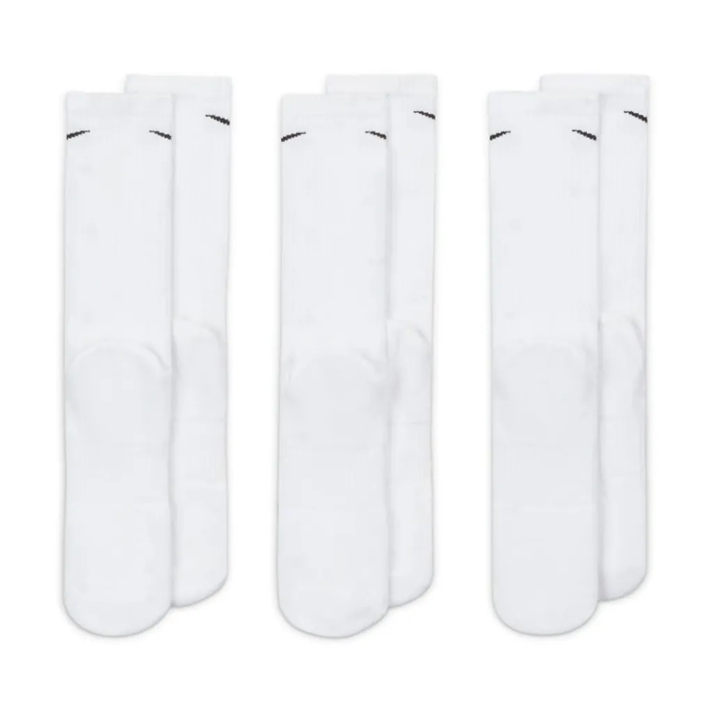 Underwear And Socks*Nike Everyday 3 Pack Cotton Cushioned Crew Socks Mens in White