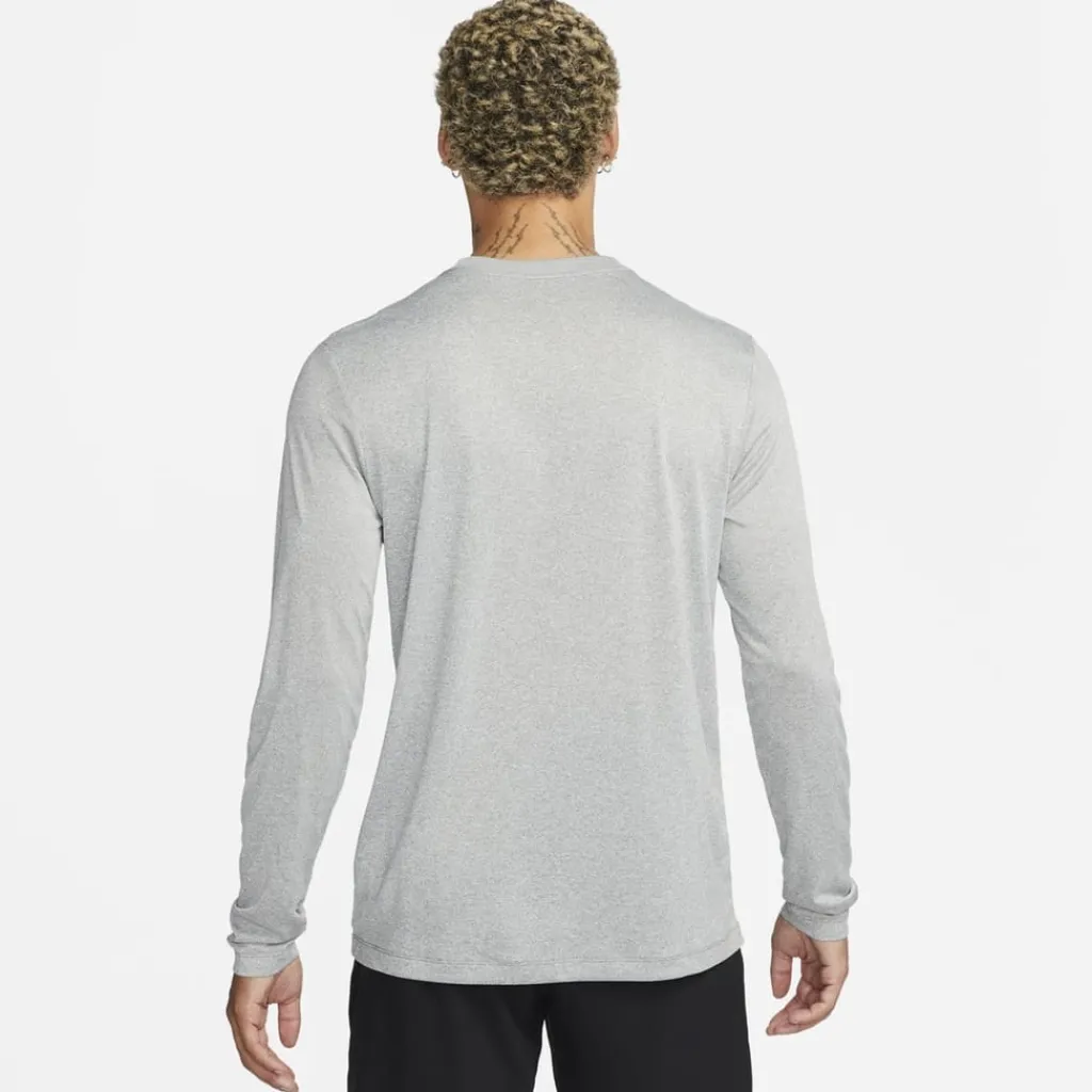 Fitness And Gymwear*Nike Legend Long Sleeve Crew Neck T-Shirt in Grey