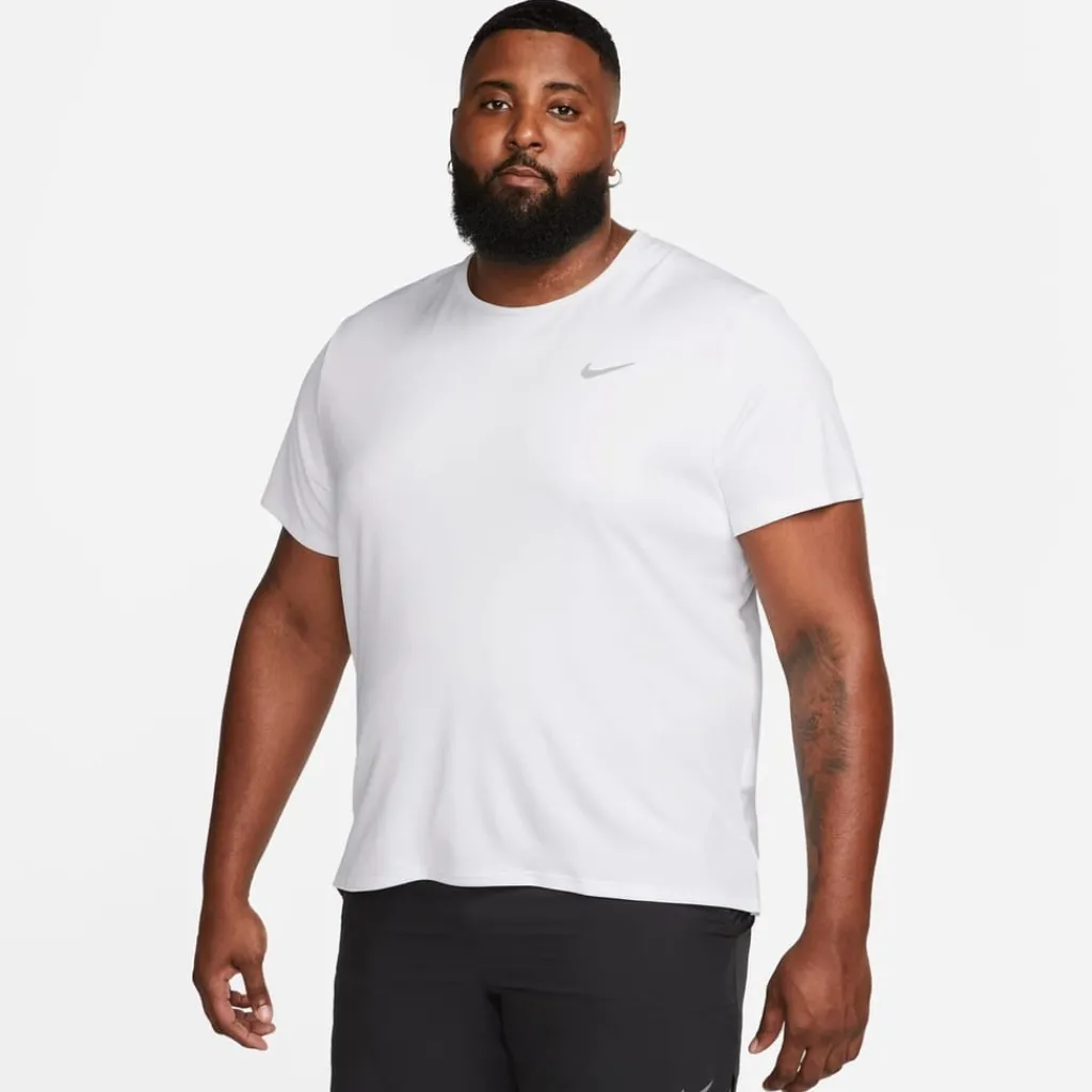 Fitness And Gym Tops|Fitness And Gymwear*Nike Mens Drifit Miler Running Top in White