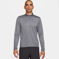 Fitness And Gym Tops*Nike Mens Half Zip Core Long Sleeve Running Top in Grey