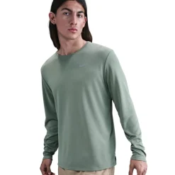 Fitness And Gymwear|Fitness And Gym Tops*Nike Mens Miler Dri Fit Uv Long Sleeve Running Top in Green