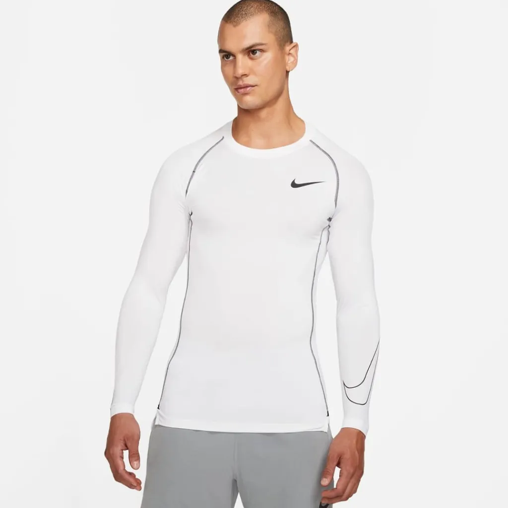 Fitness And Gymwear*Nike Mens Pro Core Long Sleeve T-Shirt in White