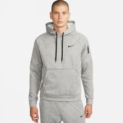 Fitness And Gym Tops*Nike Therma Relaxed Fit Hooded Sweatshirt in Grey