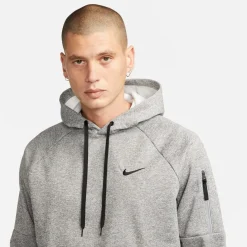 Fitness And Gym Tops*Nike Therma Relaxed Fit Hooded Sweatshirt in Grey