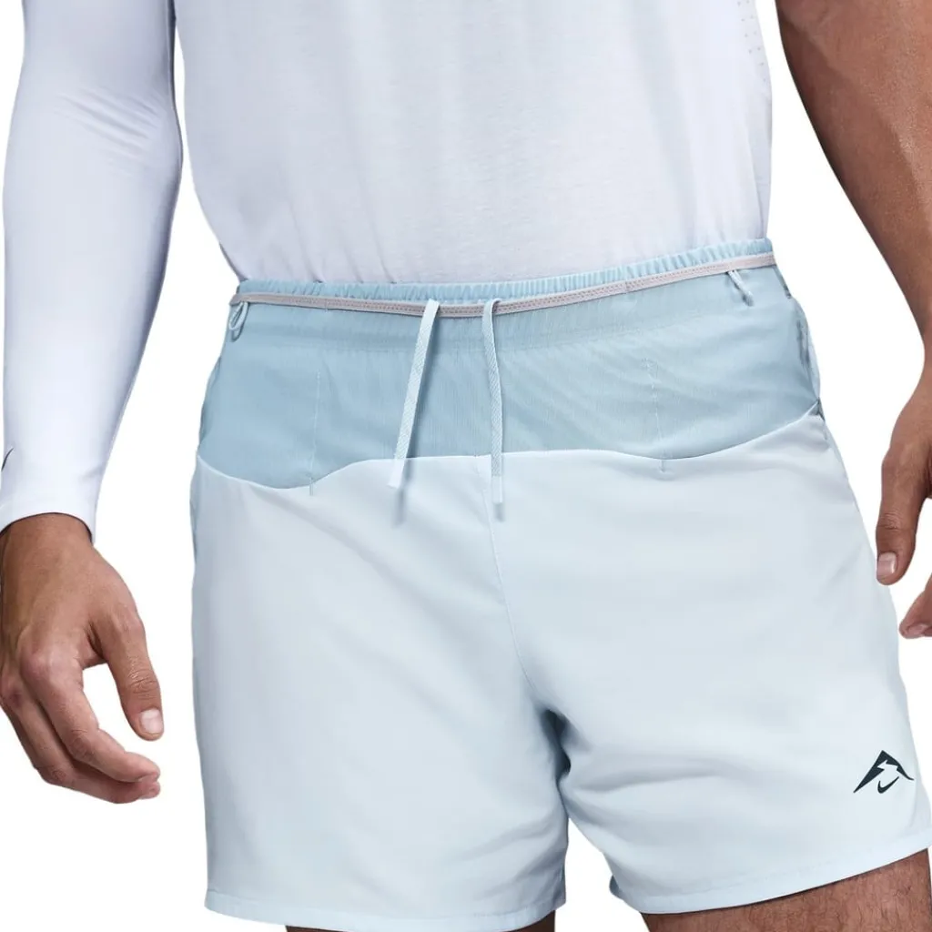 Fitness And Gym Shorts*Nike Trail 5 Inch Logo Print Athletic Shorts in Blue