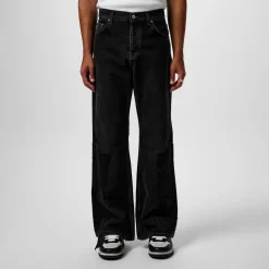Jeans*Off White Diagonal Flared Jeans in Black