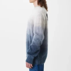 Knitwear*Off White Mohair Relaxed Fit Crew Neck Sweater in Grey