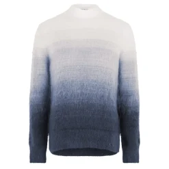 Knitwear*Off White Mohair Relaxed Fit Crew Neck Sweater in Grey