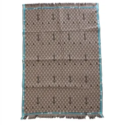Assorted*Off White Monogram Blanket in Camel