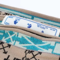 Assorted*Off White Monogram Blanket in Camel