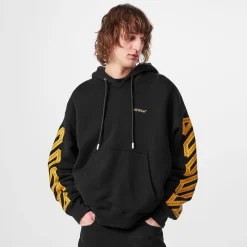 Hoodies*Off White Tape Hoodie in Black