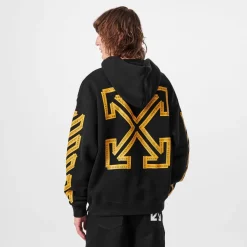 Hoodies*Off White Tape Hoodie in Black