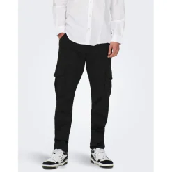 Trousers*Only and Sons Dean Regular Fit Cargo Combat Pants in Black