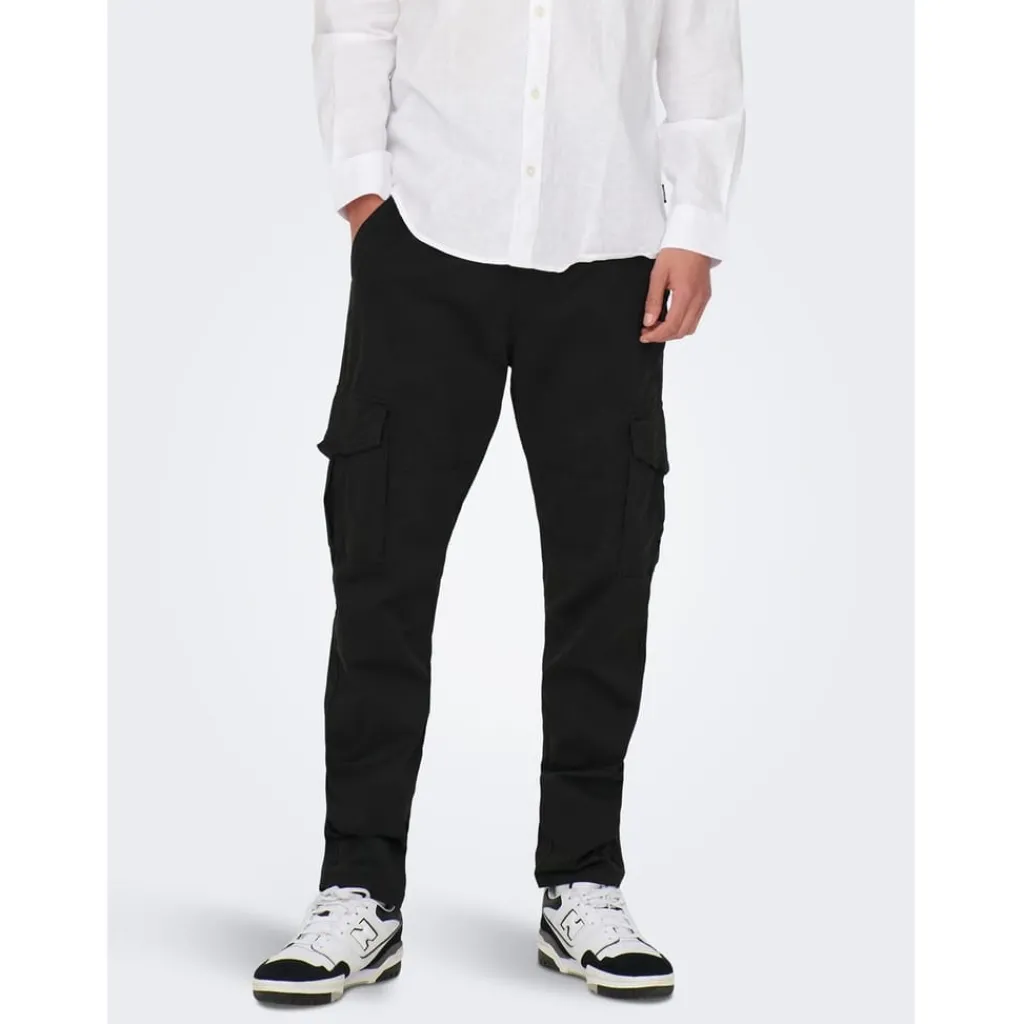 Trousers*Only and Sons Dean Regular Fit Cargo Combat Pants in Black