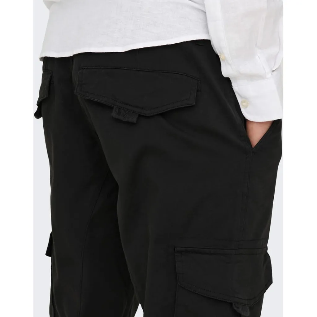 Trousers*Only and Sons Dean Regular Fit Cargo Combat Pants in Black