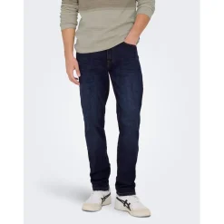 Jeans*Only and Sons Five Pocket Tapered Jean in Blue