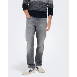 Jeans*Only and Sons Five Pocket Tapered Jeans in Grey