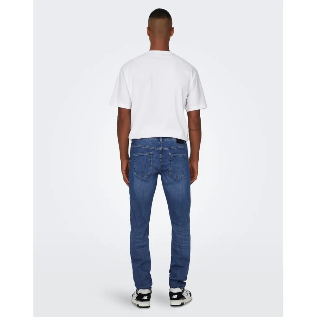 Jeans*Only and Sons Tapered Fit Five Pocket Jean in Blue