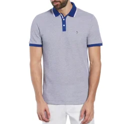Polo Shirts*Original Penguin Mens Penguin Jacquard Polo Shirt in Grey