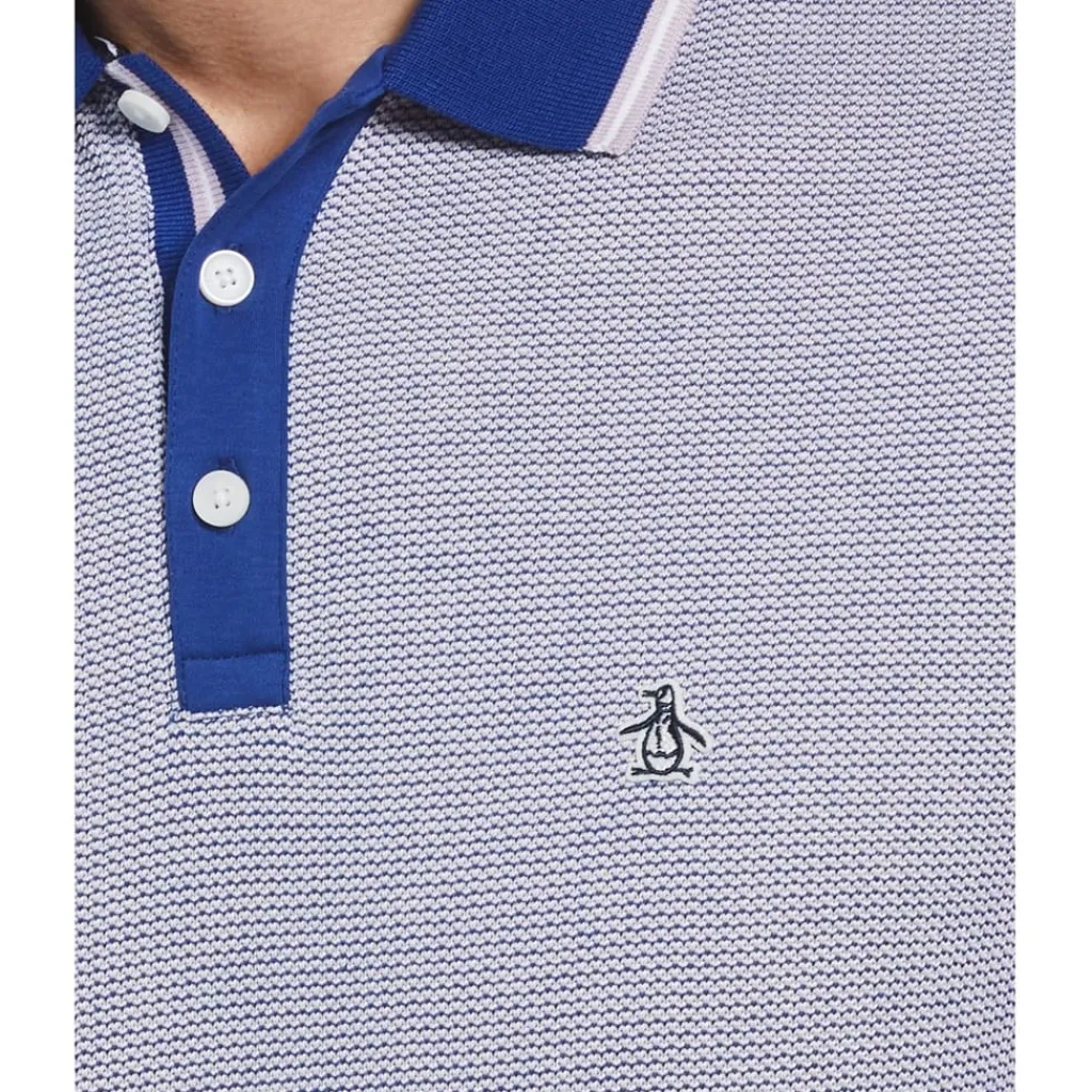 Polo Shirts*Original Penguin Mens Penguin Jacquard Polo Shirt in Grey