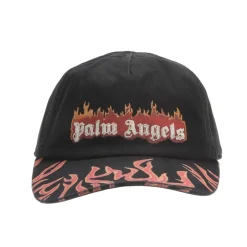 Caps-Hats*Palm Angels Burning Logo Baseball Cap in Black Red