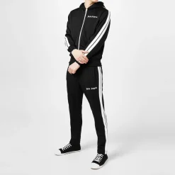Tracksuits*Palm Angels Side Stripe Logo Hoodie in Black