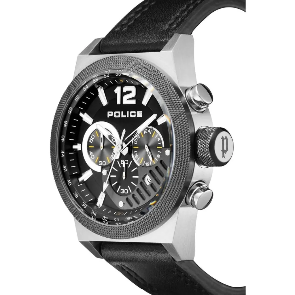 Jewellery-Watches*Philipp Plein Black Leather Strap With Black Multi Dial Watch in Black