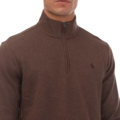 Knitwear*Polo Ralph Lauren Double Knit Mesh Quarter-Zip Jumper in Brown