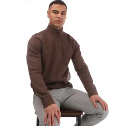Knitwear*Polo Ralph Lauren Double Knit Mesh Quarter-Zip Jumper in Brown