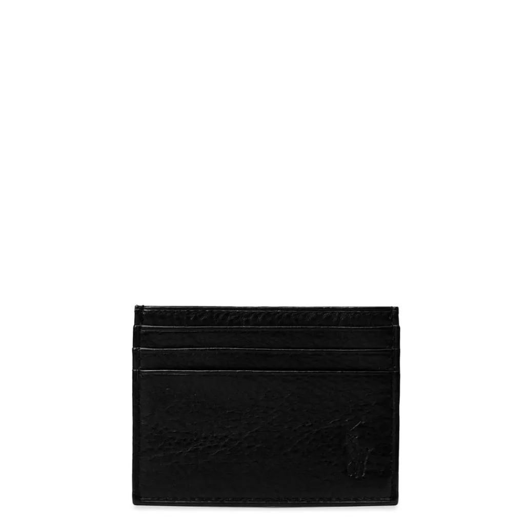 Wallets*Polo Ralph Lauren Pebbled Pony Card Holder in Black