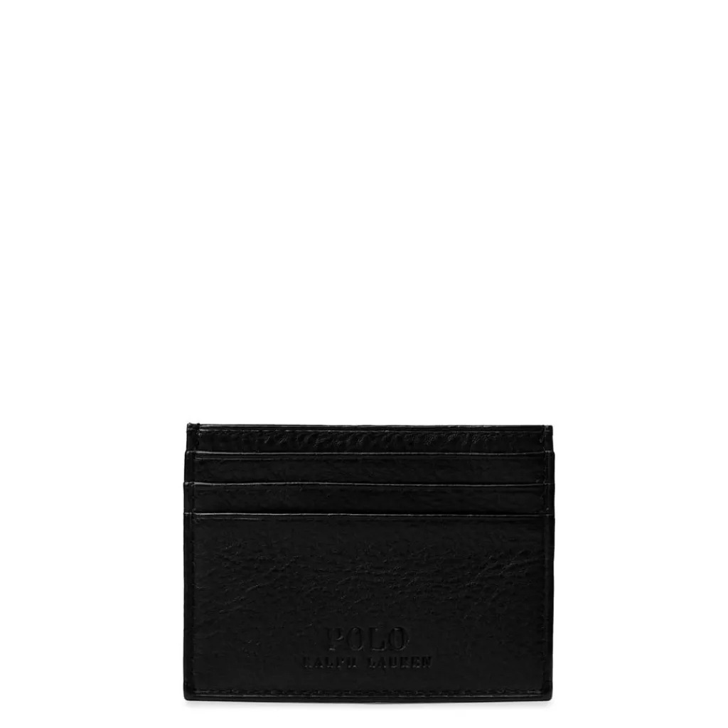Wallets*Polo Ralph Lauren Pebbled Pony Card Holder in Black