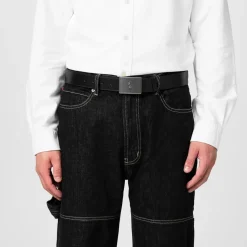 Belts*Polo Ralph Lauren Plaque Leather Belt in Black