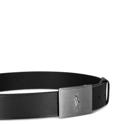 Belts*Polo Ralph Lauren Plaque Leather Belt in Black